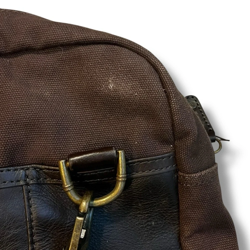 Tommy Bahama Tobago Briefcase Laptop Bag Canvas & Leather Carry Strap Map Lining